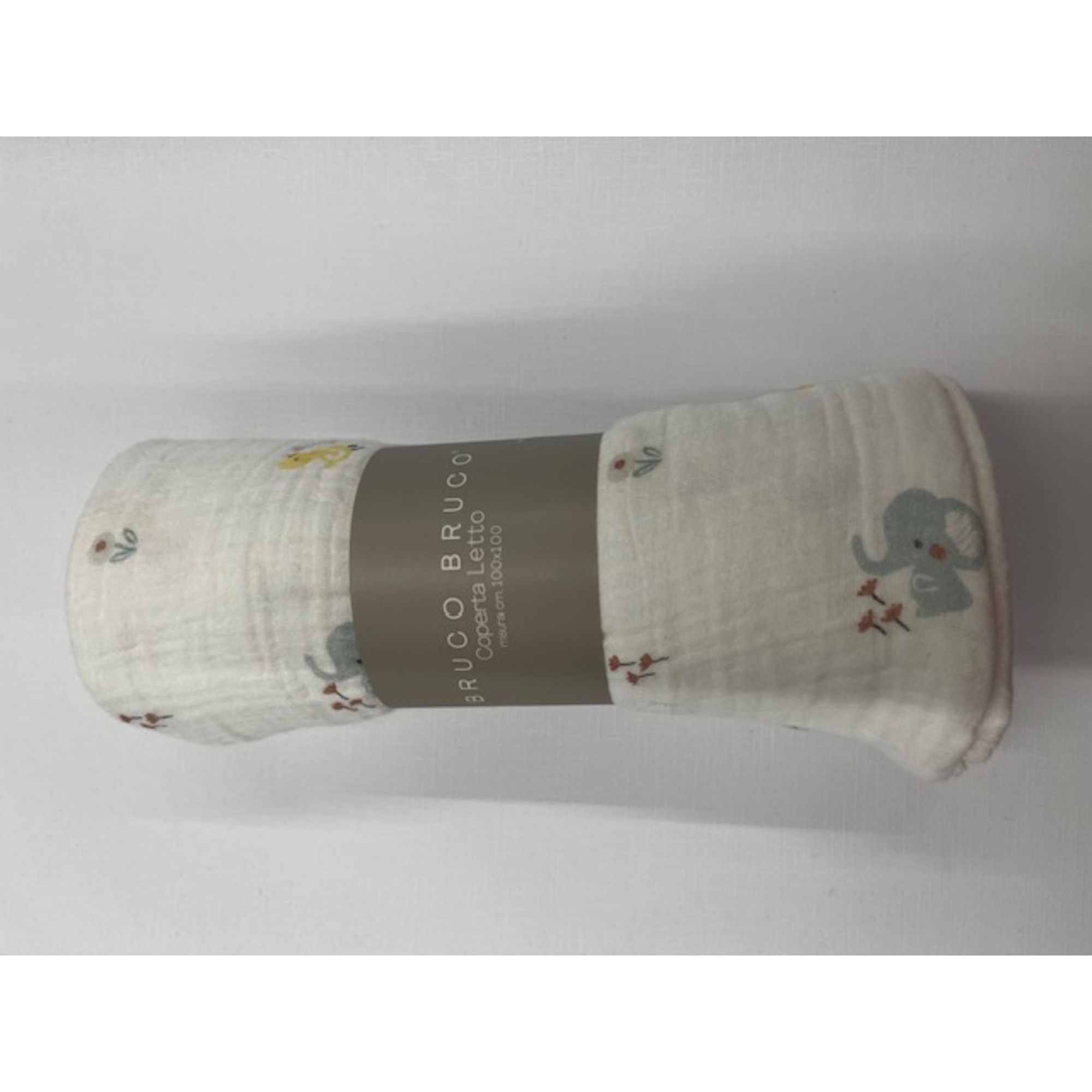 Bruco Bruco coperta in mussola 100x100 elefantini e fiori