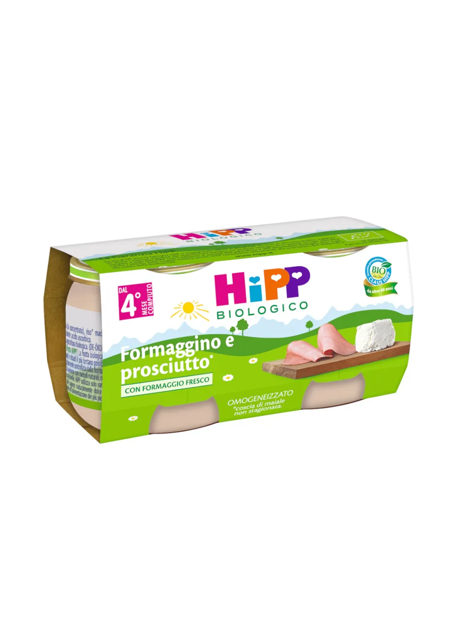 HiPP omogeneizzato formaggino prosciutto 2x80g bio