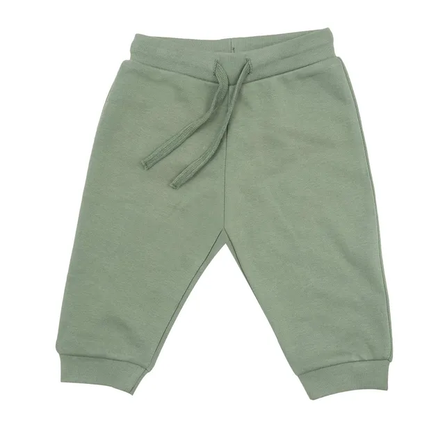 Pantalone french terry bambino verde felpato elastico