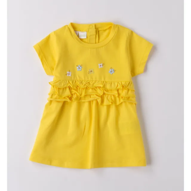 iDO Abito Neonata Jersey Giallo Fiori 1-24 Mesi