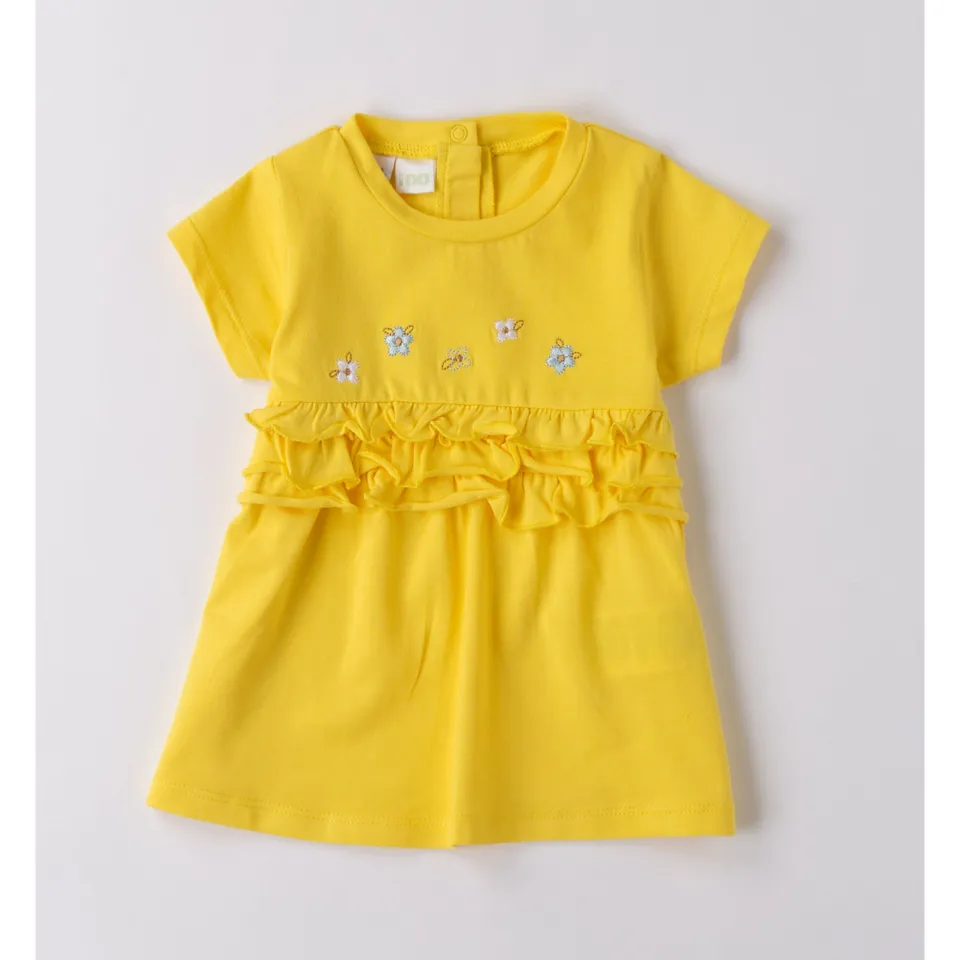 iDO Abito Neonata Jersey Giallo Fiori 1-24 Mesi