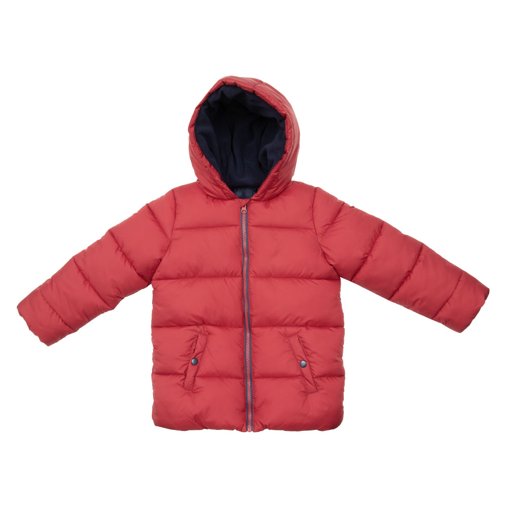Piumino imbottito bimbo rosso con cappuccio tasche