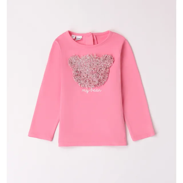 iDO Maglietta Girocollo Orso Rosa jersey cotone