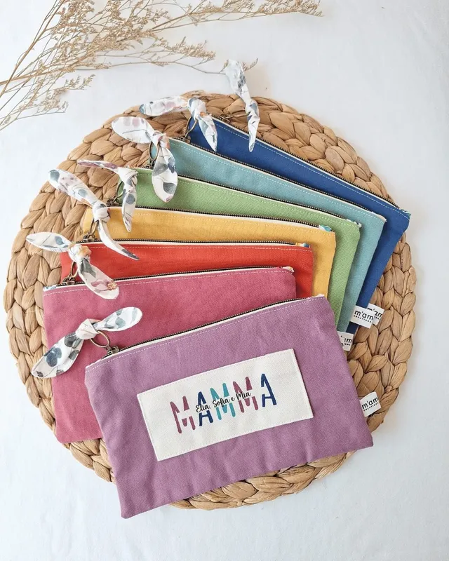 M'Amélie Pochette MAMMA Personalizzabile Colorata Cotone