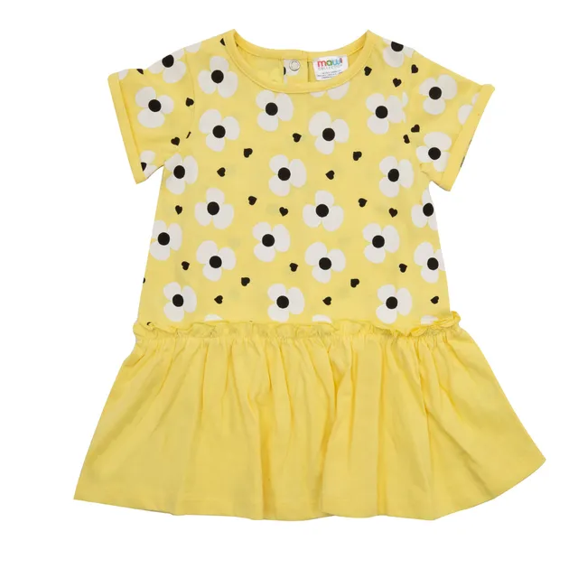 Vestito bimba giallo a fiori mezza manica