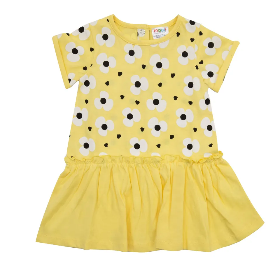 Vestito bimba giallo a fiori mezza manica