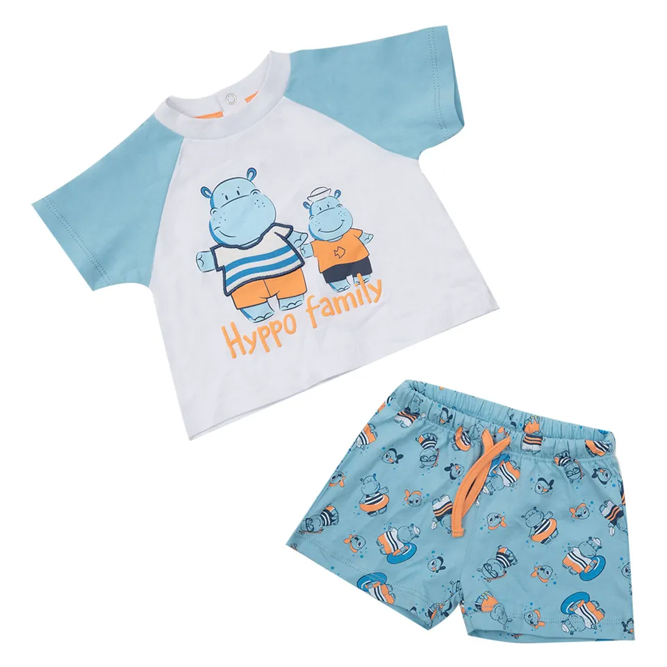 Set Due Pezzi Jersey Bimbo Azzurro Hippo