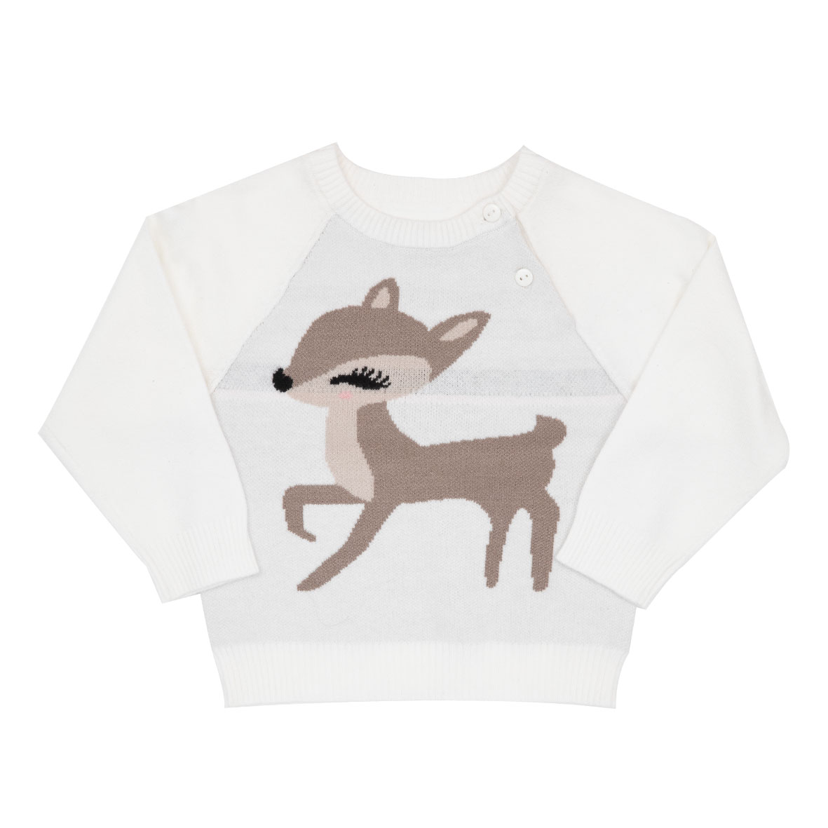 Toys Center Baby Maglia Tricot Raglan Bimba Panna Cerbiatto