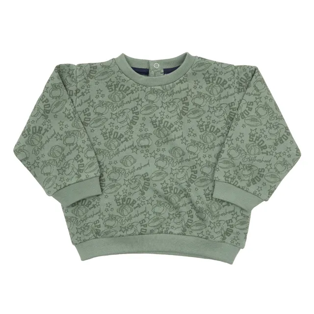 Felpa bimbo verde stampa sport club cotone