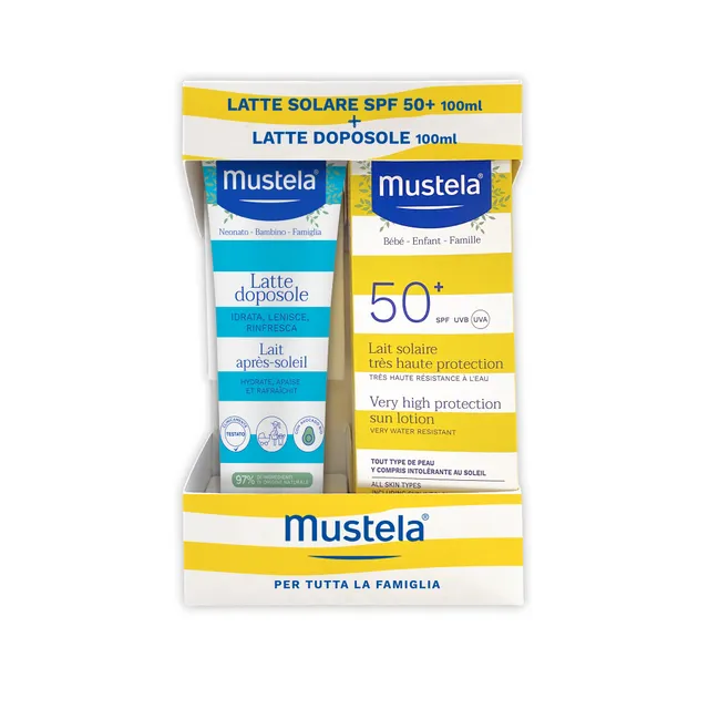 Mustela cofanetto latte solare SPF50+ doposole 2x100 ml