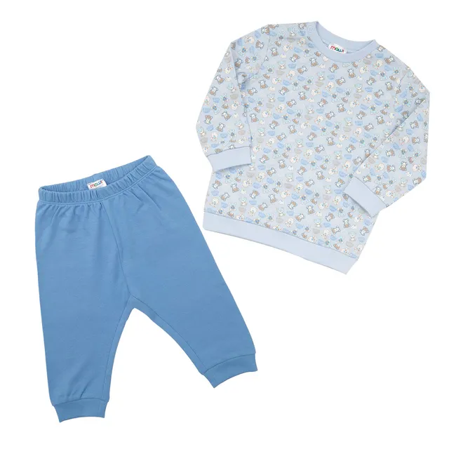 Pigiama bimbo due pezzi jersey azzurro orsetti