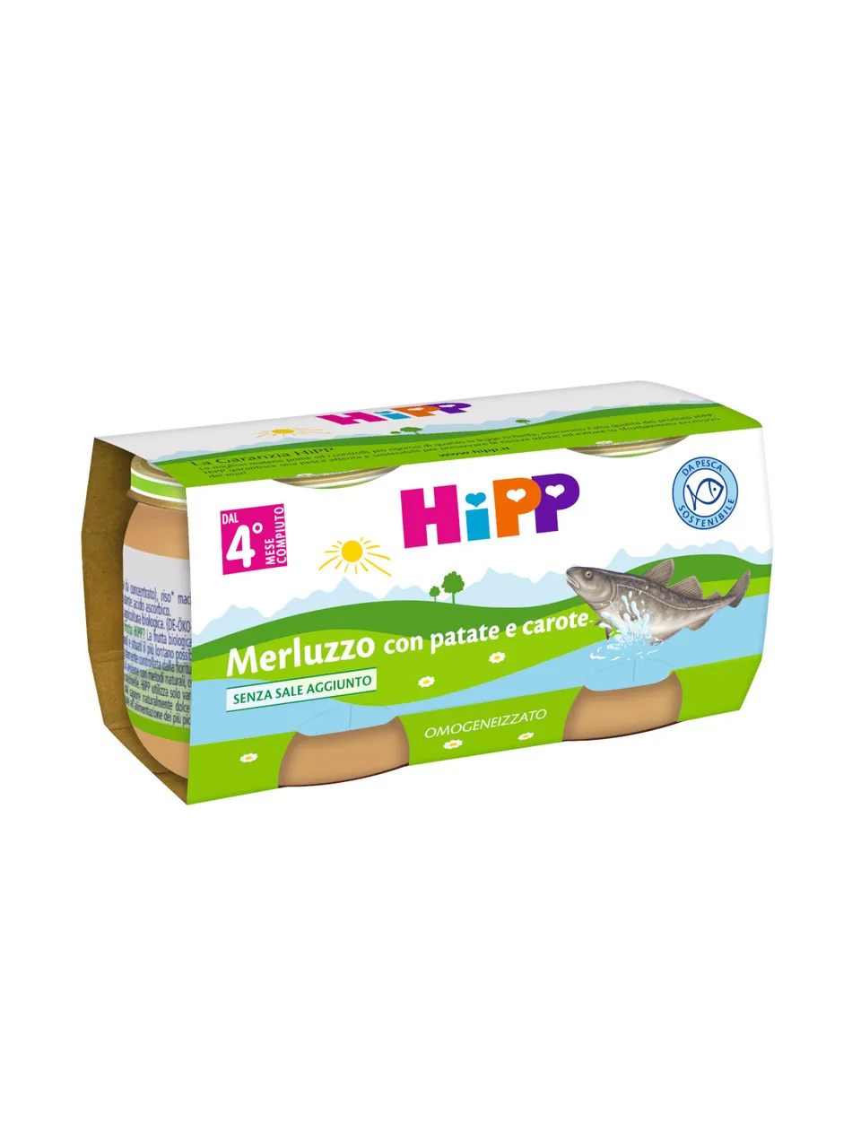 HiPP Merluzzo Patate Carote omogeneizzato 2x80g 4 mesi