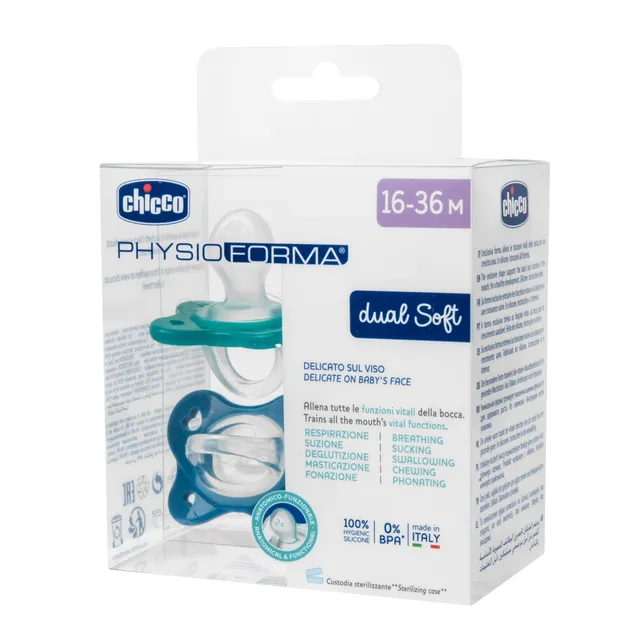 Chicco Dual Soft PhysioForma succhietto azzurro 16-36m 2pz