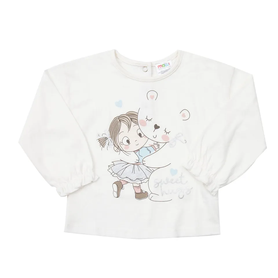 Mawi T-shirt manica lunga jersey bimba panna stampa