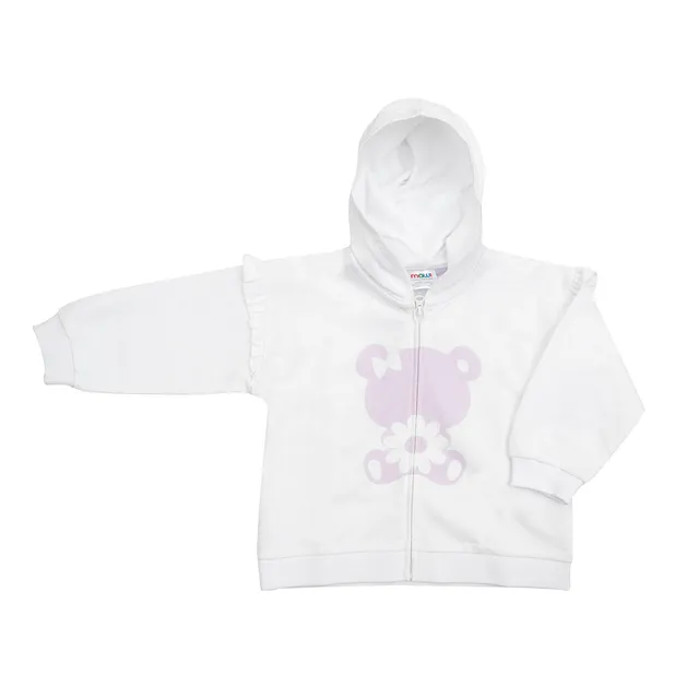 Toys Center Baby Felpa bimba cappuccio bianca orsetto zip