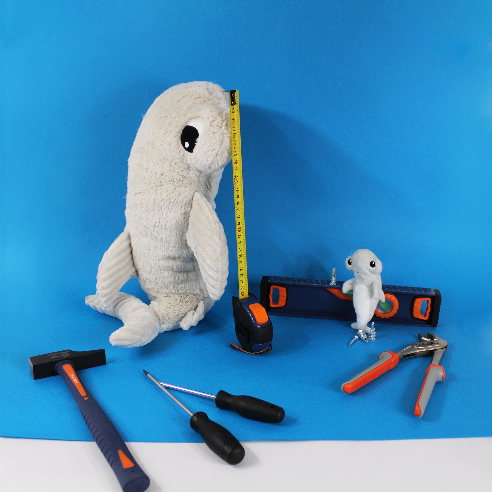 Les Déglingos Ptipotos Clou peluche mamma e bebè azzurro