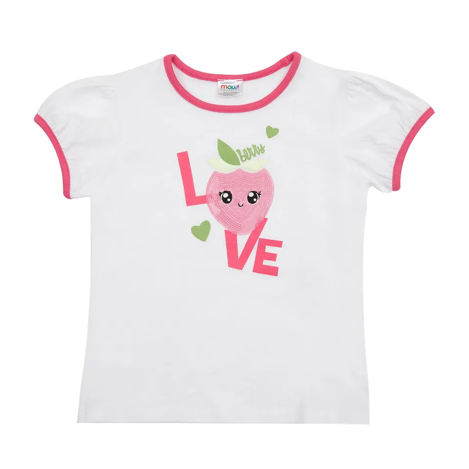 Toys Center Baby t-shirt bimba bianca rosa paillettes mezza manica