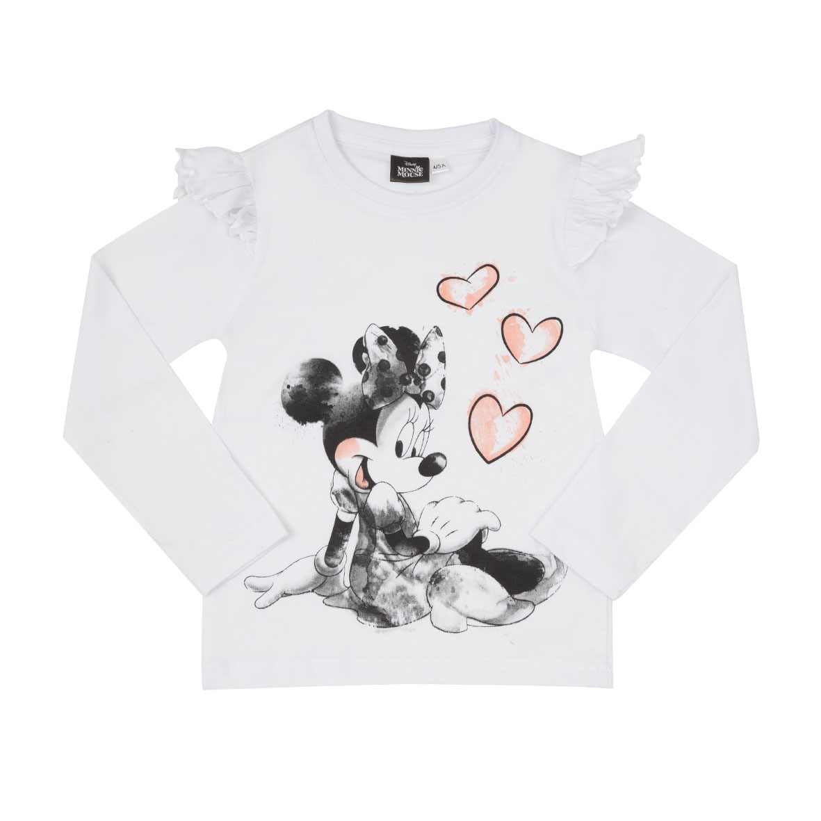 Minnie T-Shirt Manica Lunga Bimba Bianca Stampa