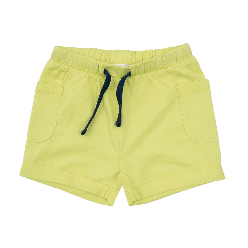 Short Bimbo Giallo con Tasche ed Elastico Regolabile