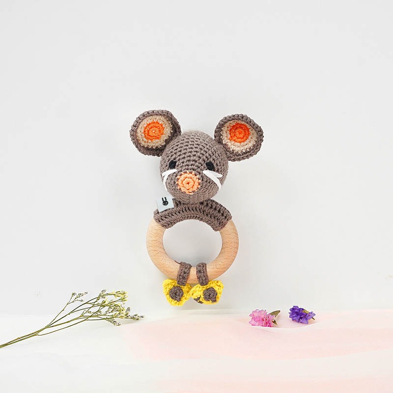 Piccoli Toys Marcello sonaglio uncinetto topo cotone
