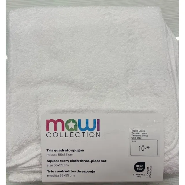Mawi Tris set 3 spugne tinta unita bianco cotone