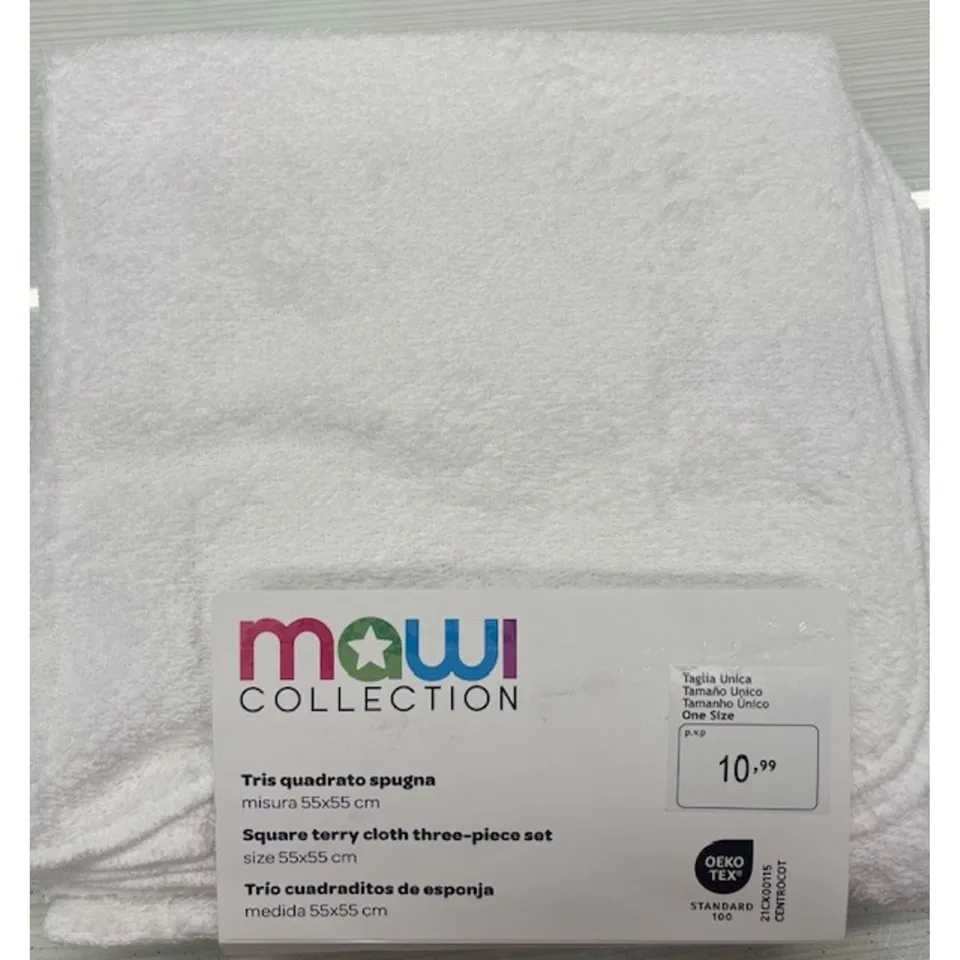 Mawi Tris set 3 spugne tinta unita bianco cotone