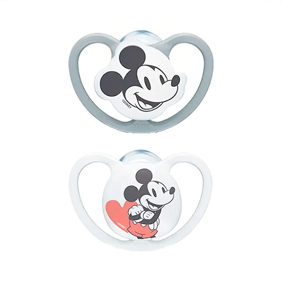 NUK Space Disney Mickey succhietto silicone 0-6 mesi 2 pz