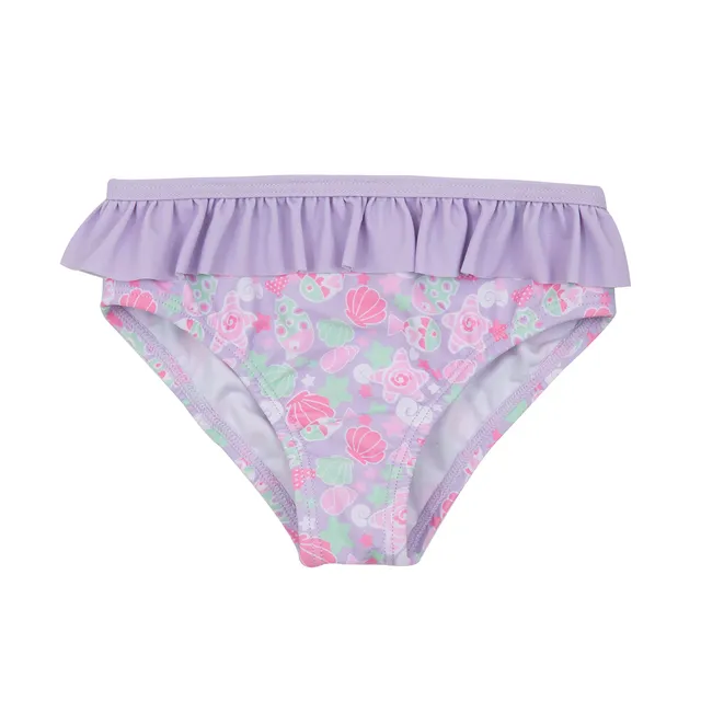 Costume Mutandina Bimba Lilla Frill Stampa Marina Cotone