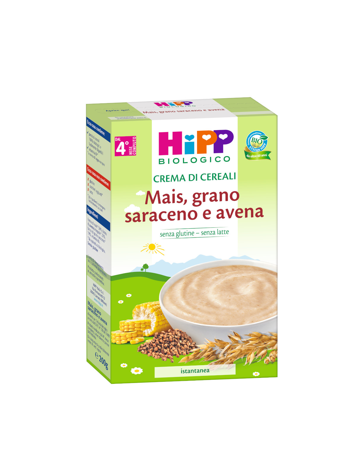 HiPP Crema Mais Grano Saraceno e Avena Cereali 200g Senza Glutine