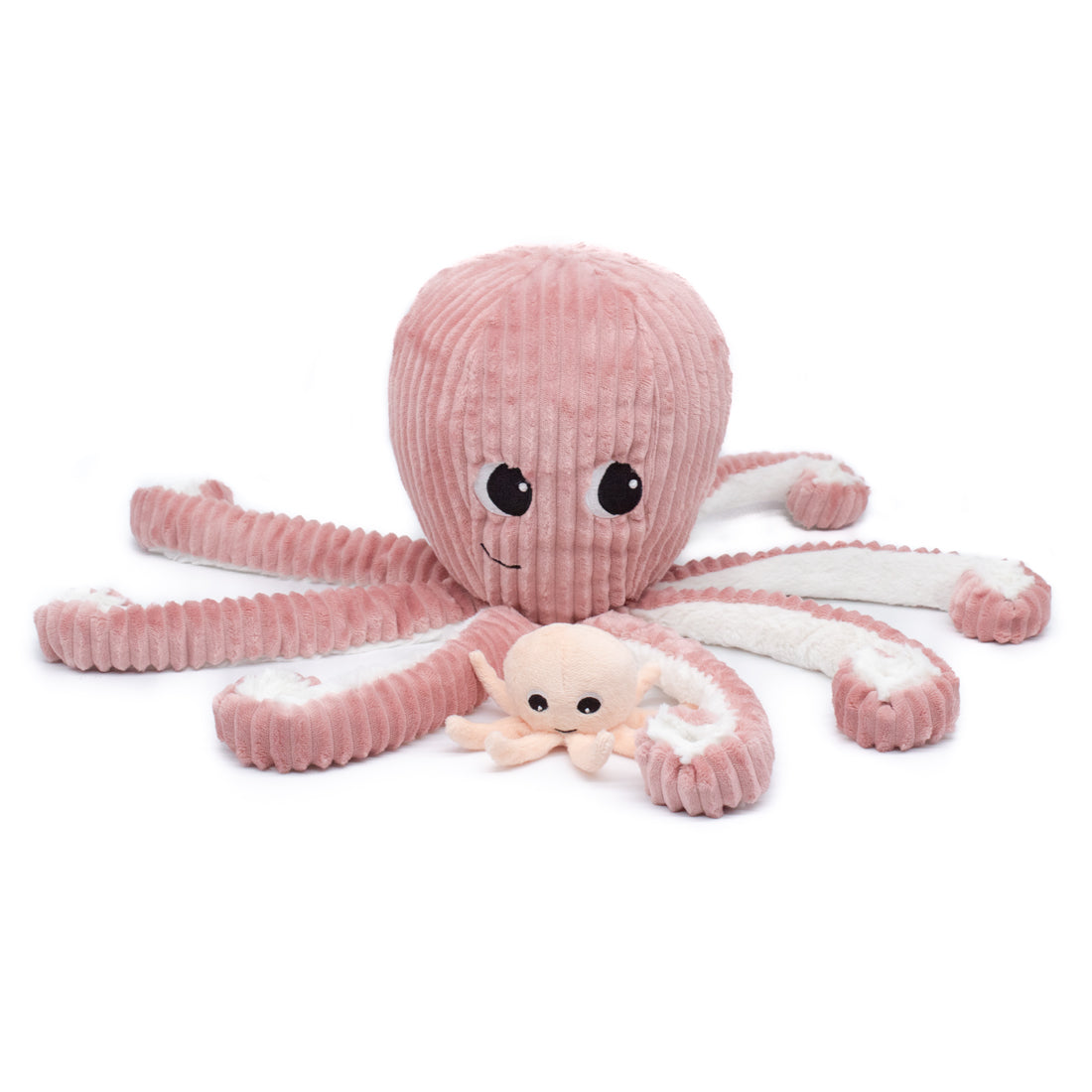 Les Déglingos Ptipotos Filou peluche polpo rosa mamma e bebè