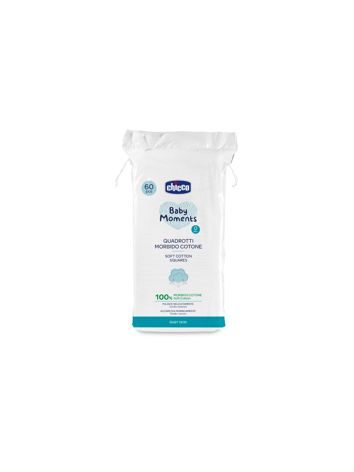 Chicco Baby Moments quadrotti cotone 60 pezzi pelli sensibili