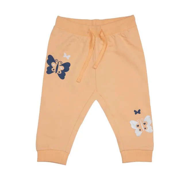 Pantalone felpato bimba arancione elastico casual