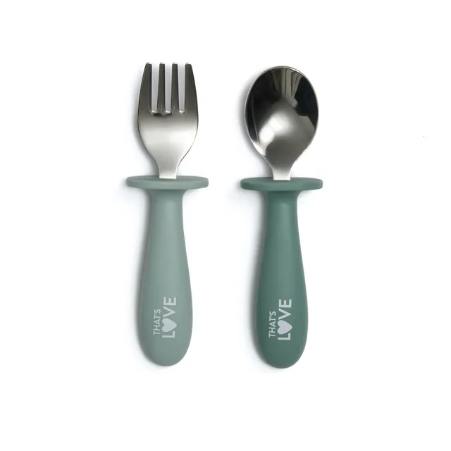 That's Love Green set cucchiaio e forchetta inox 18m+