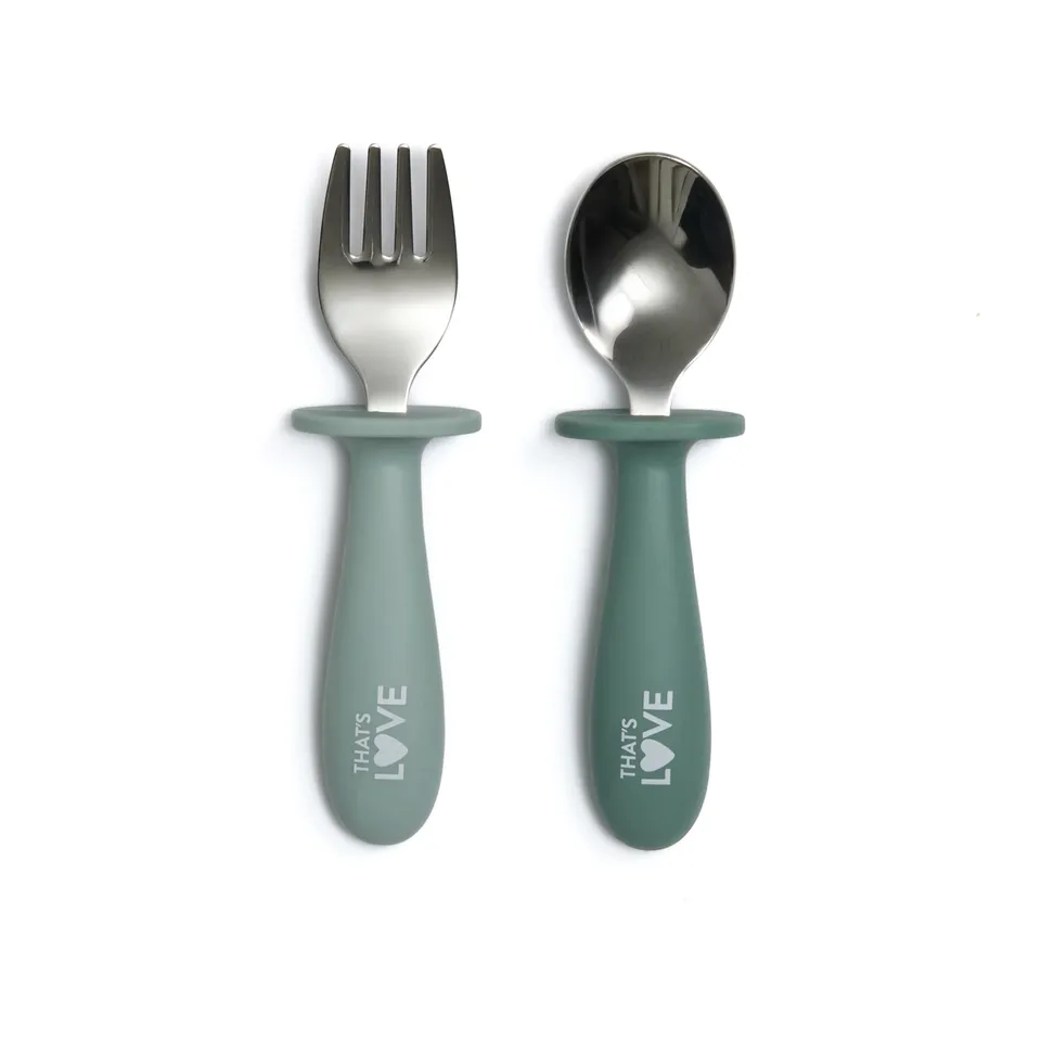 That's Love Green set cucchiaio e forchetta inox 18m+
