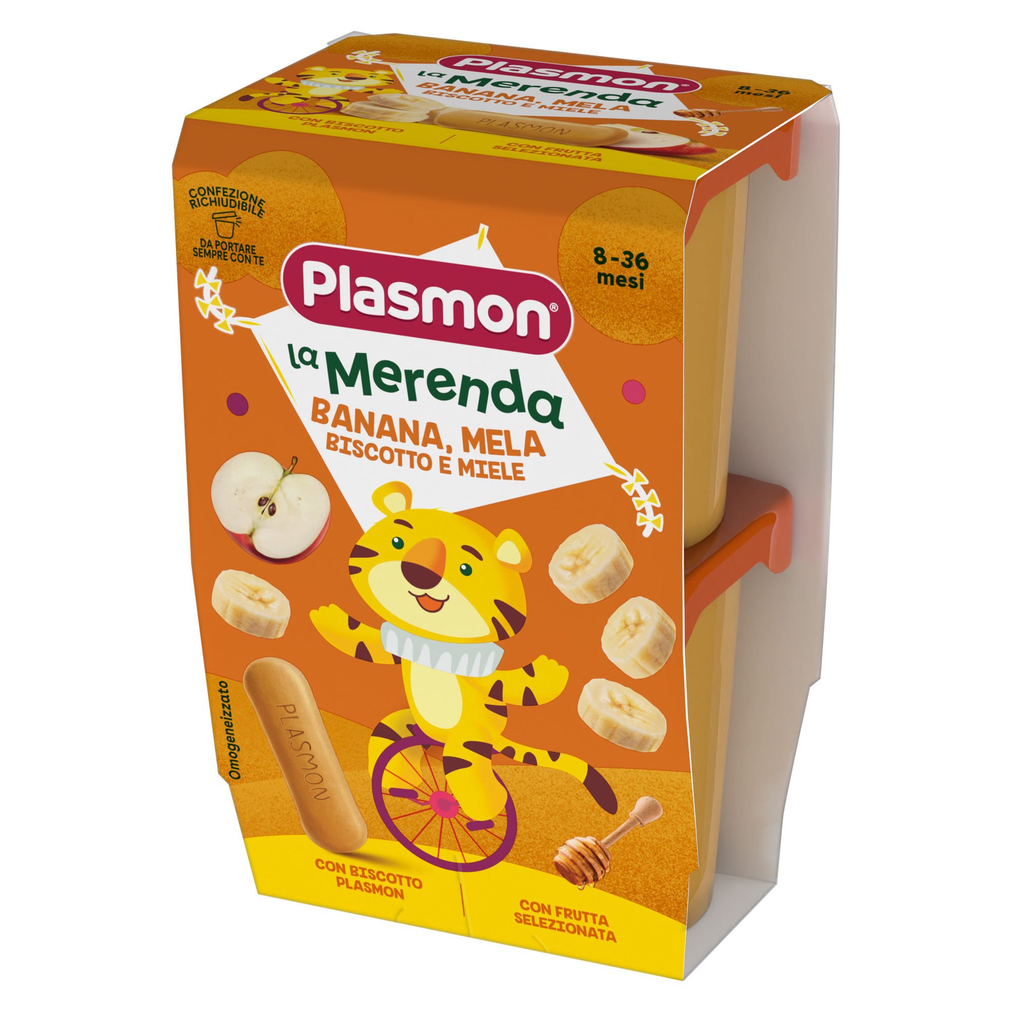 Plasmon Merenda banana mela biscotto miele 2x120g 8 mesi