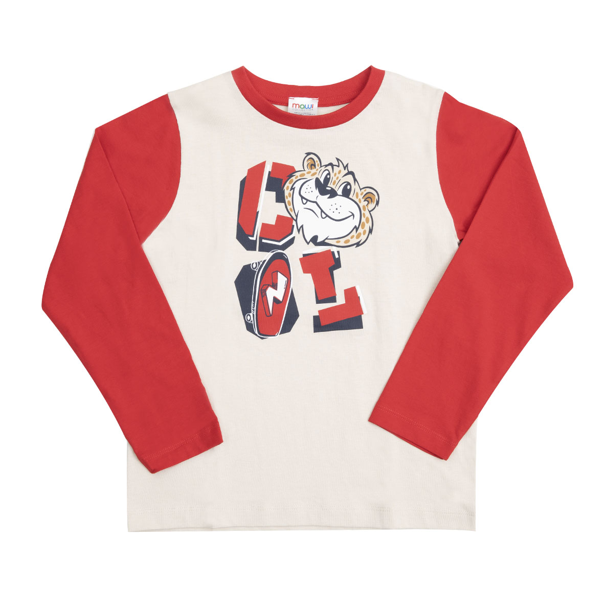 Maglia jersey bimbo raglan bianca rossa maniche lunghe