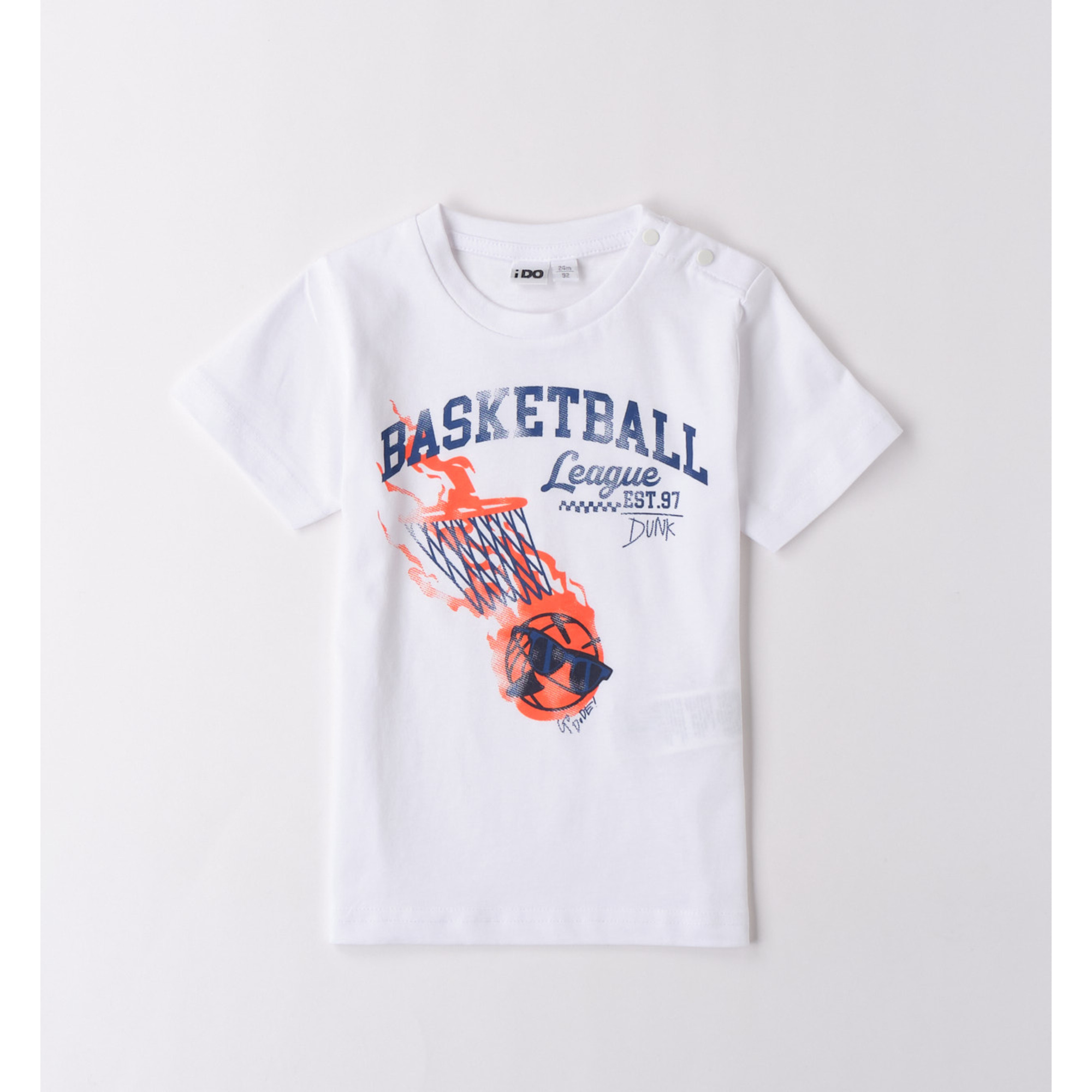 iDO t-shirt bimbo bianca basket 100% cotone