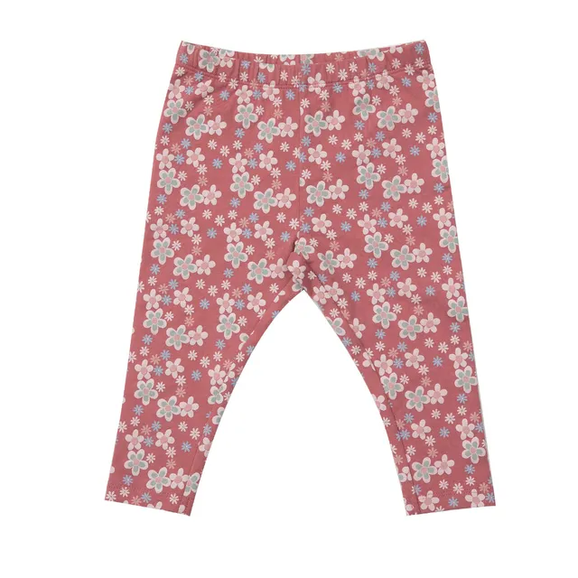 Mawi legging felpina stretch rosa cipria fiorellini
