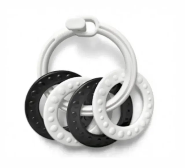 Profibaby Anello con Ciondoli sonaglio bianco nero