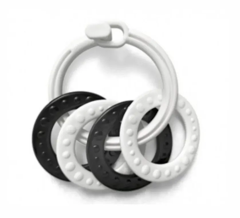 Profibaby Anello con Ciondoli sonaglio bianco nero