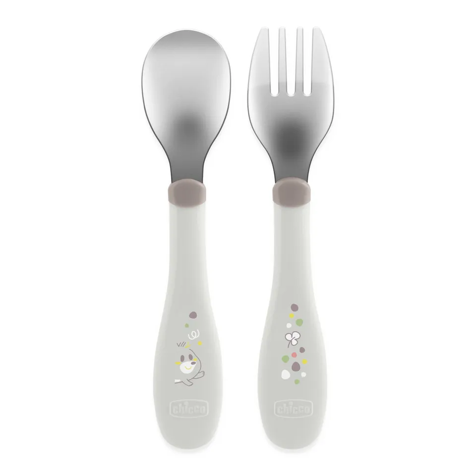 Chicco Posatine inox 18m+ grigio posate bimbo