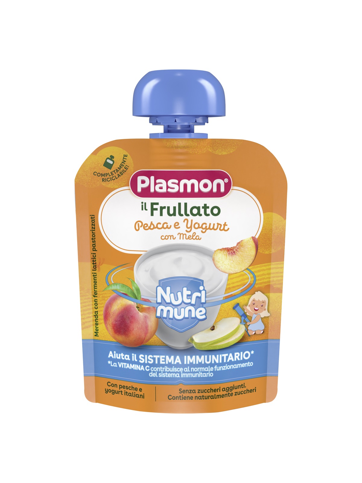 Plasmon Frullato pouch pesca yogurt mela 85 g 6 mesi