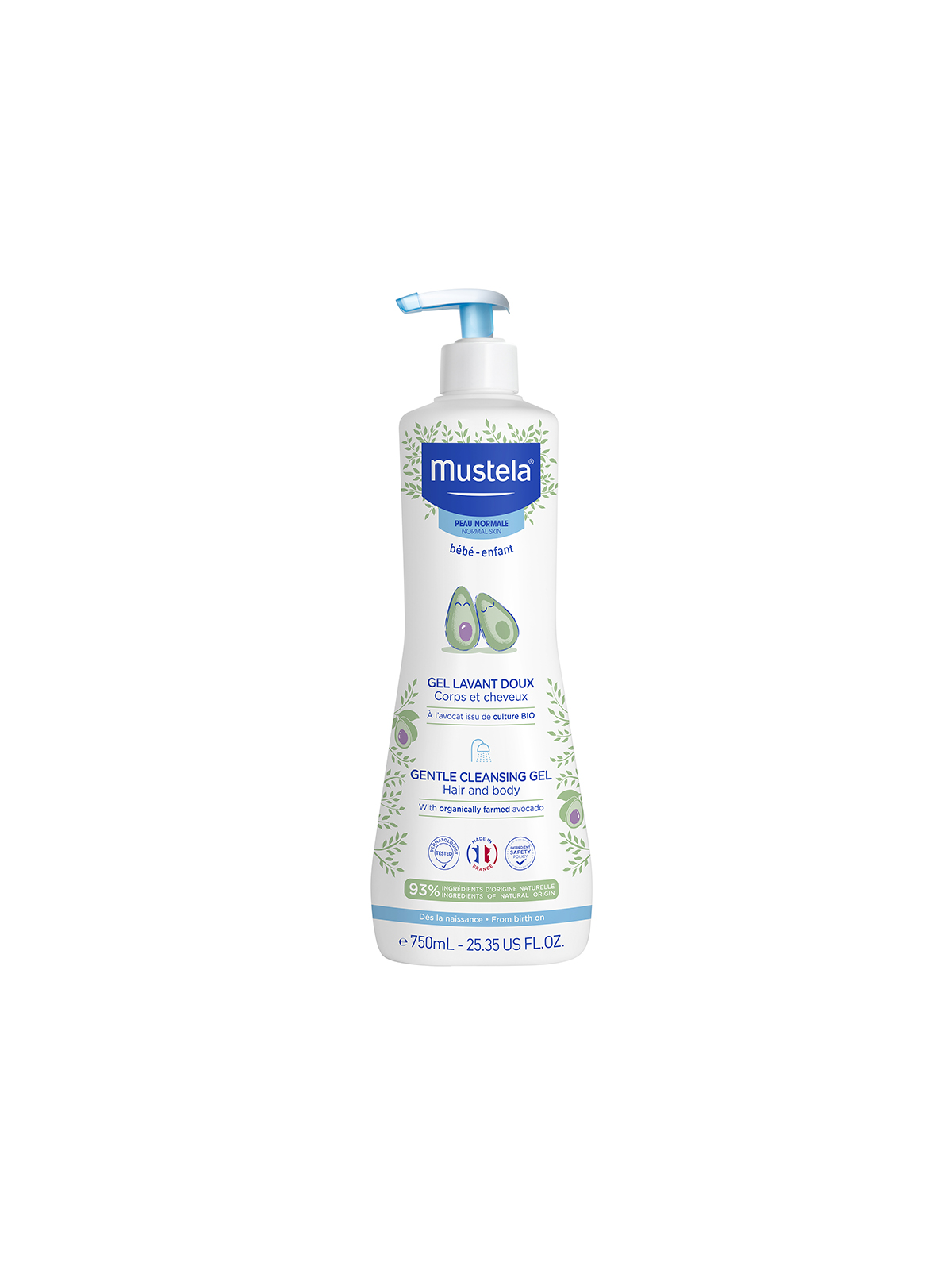 Mustela detergente delicato neonato 750ml pelle e capelli nascita