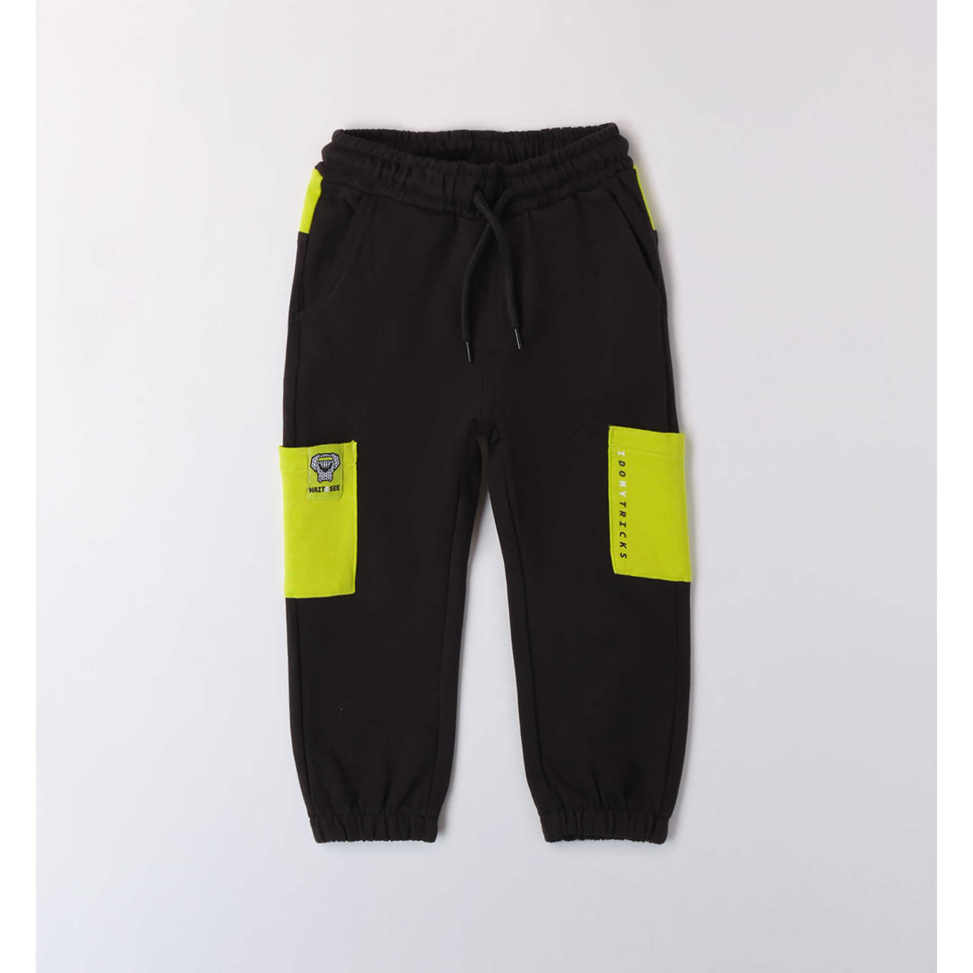 iDO pantalone felpa bambino nero tocchi fluo cotone