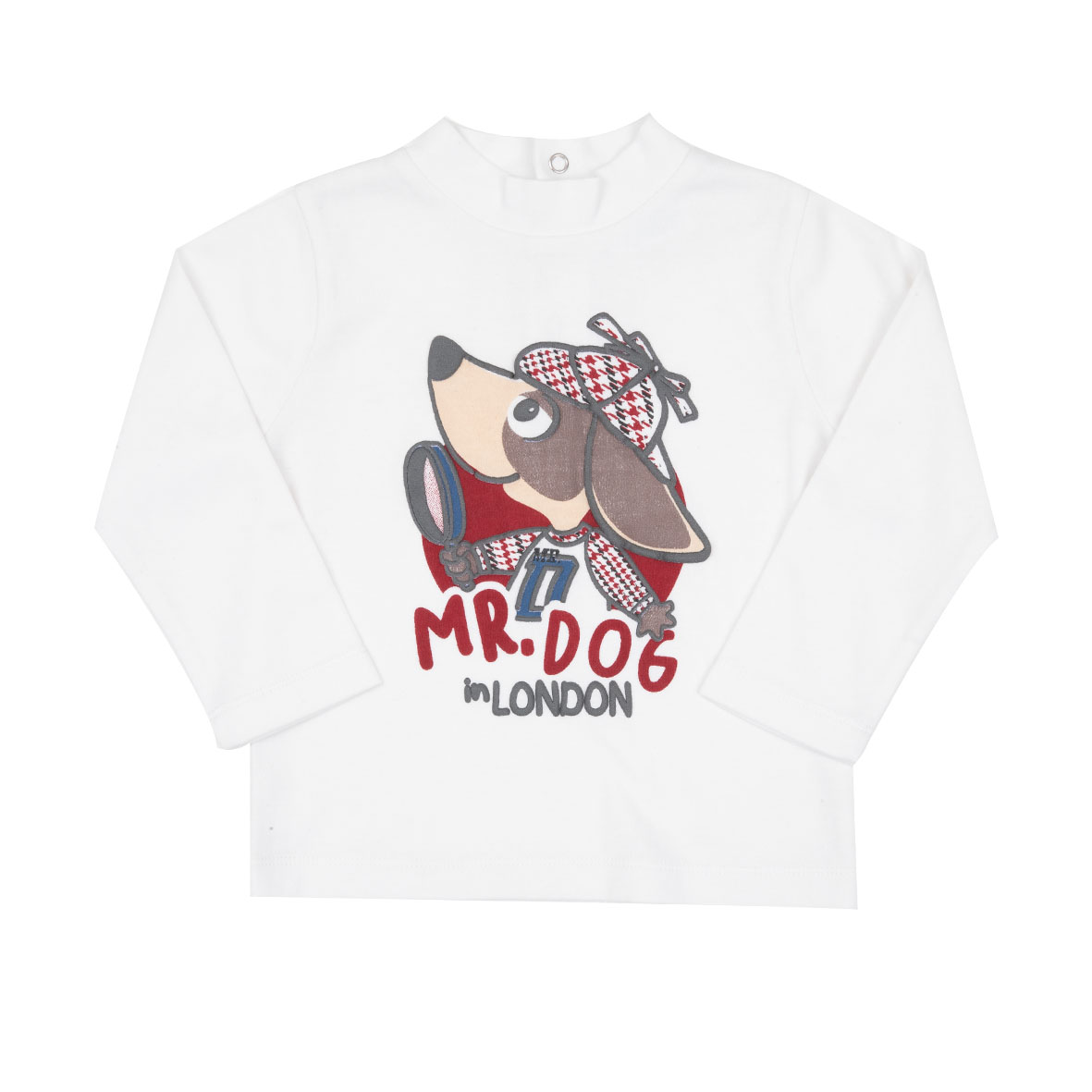 Baby maglia maniche lunghe bimbo panna stampata girocollo