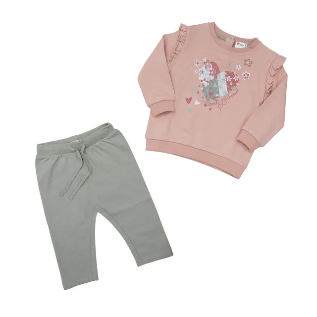 Mawi jogging felpina tuta rosa salvia cuore