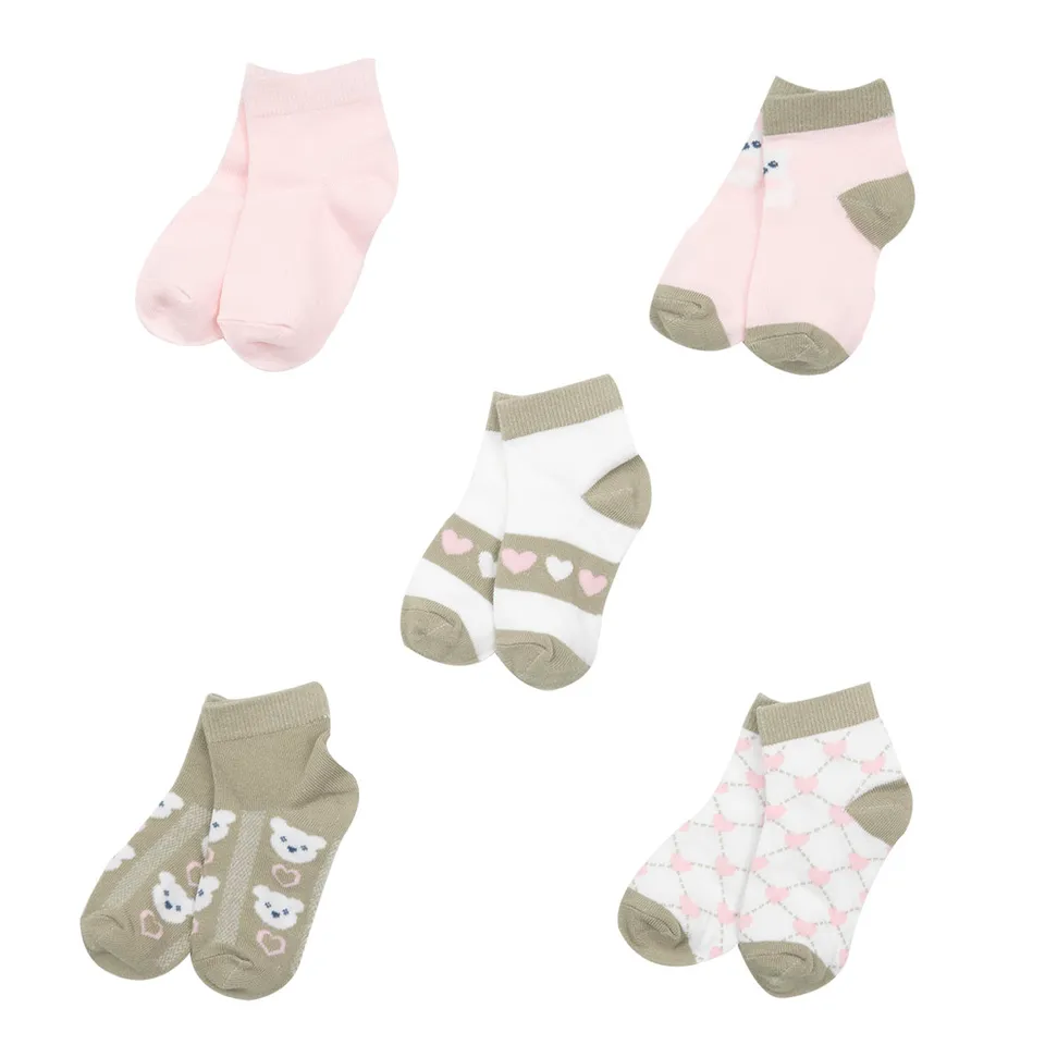 Toys Center Baby calzini corti bimba 5 paia rosa verde