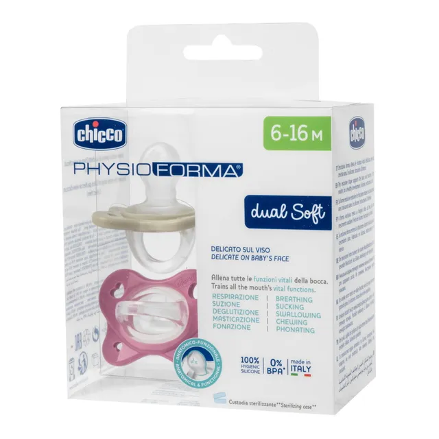 Chicco PhysioForma Dual Soft succhietto rosa 6-16m 2 pz