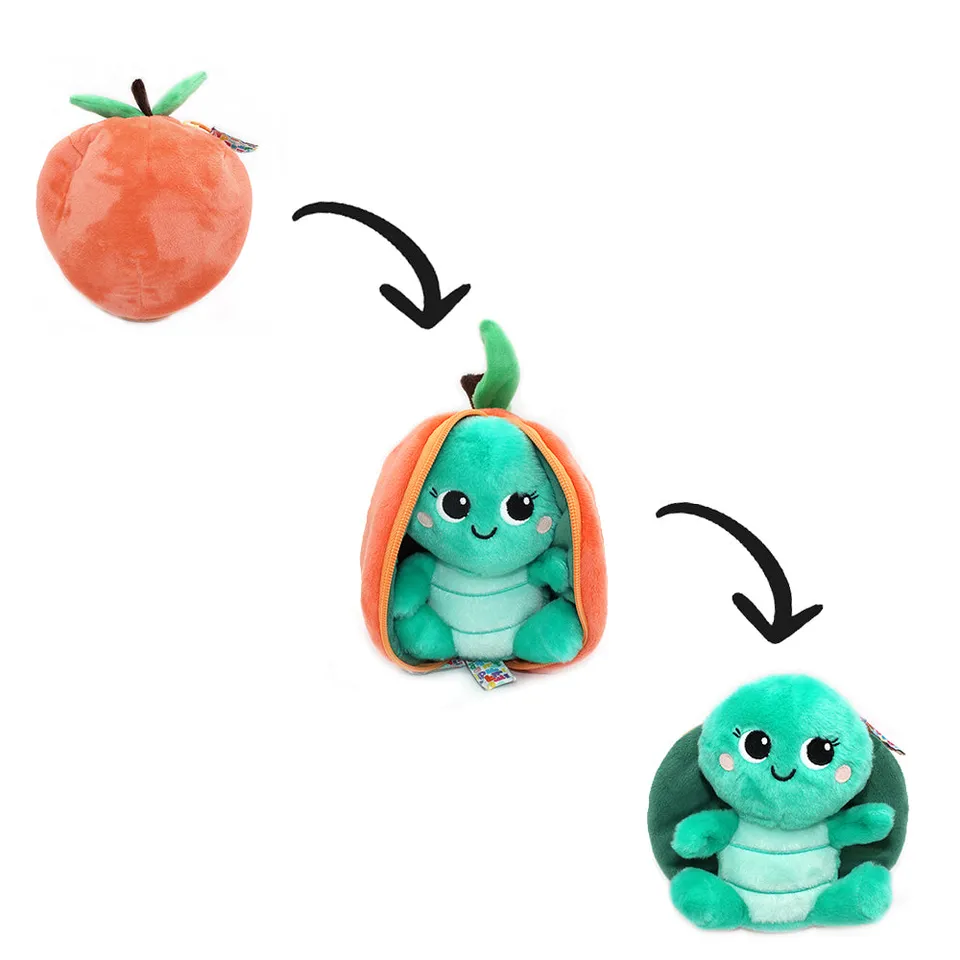 Les Déglingos Flipetz Corvet peluche tartaruga pesca reversibile