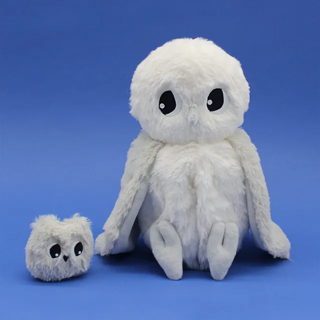 Les Deglingos Ptipotos Coucou peluche gufo polare mamma bebè bianco